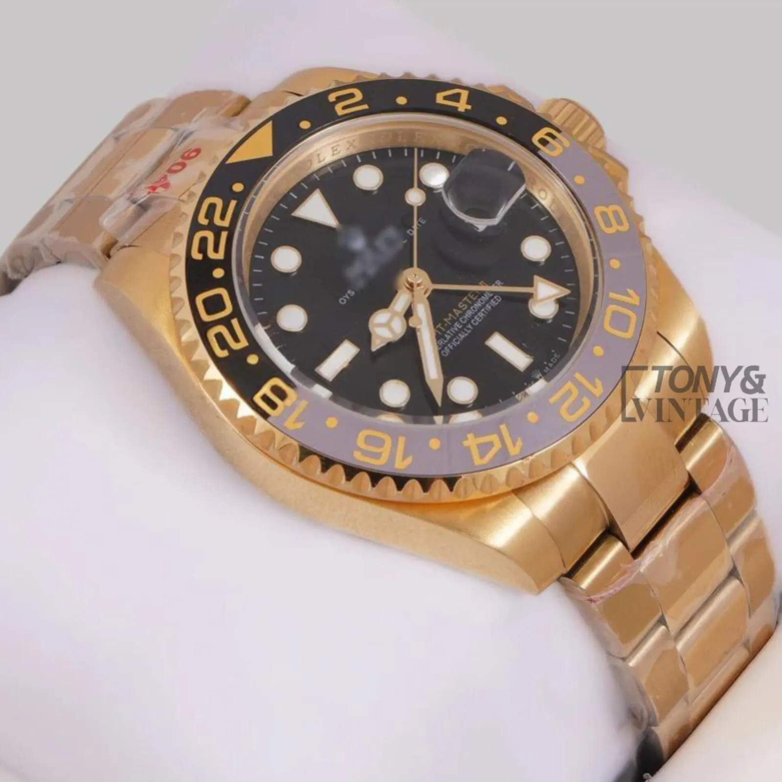 GMT 40 Yellow Gold Watch with Black Dial & Bezel