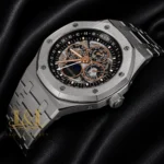Perpetual Calendar Silver Black Skeleton Dial Automatic Watch