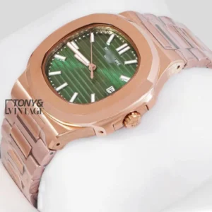 Rose Gold Automatic Watch with Green Dial