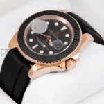 Rose Gold & Black Case Black Dial PVC Rubber Strap Automatic Watch