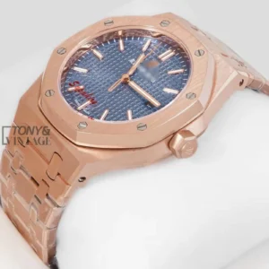 Rose Gold Blue Dial Chain Watch