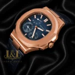 Rose Gold Case Blue Dial Leather Strap