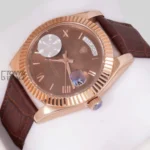 Rose Gold Case Brown Dial & Leather Strap Automatic Watch