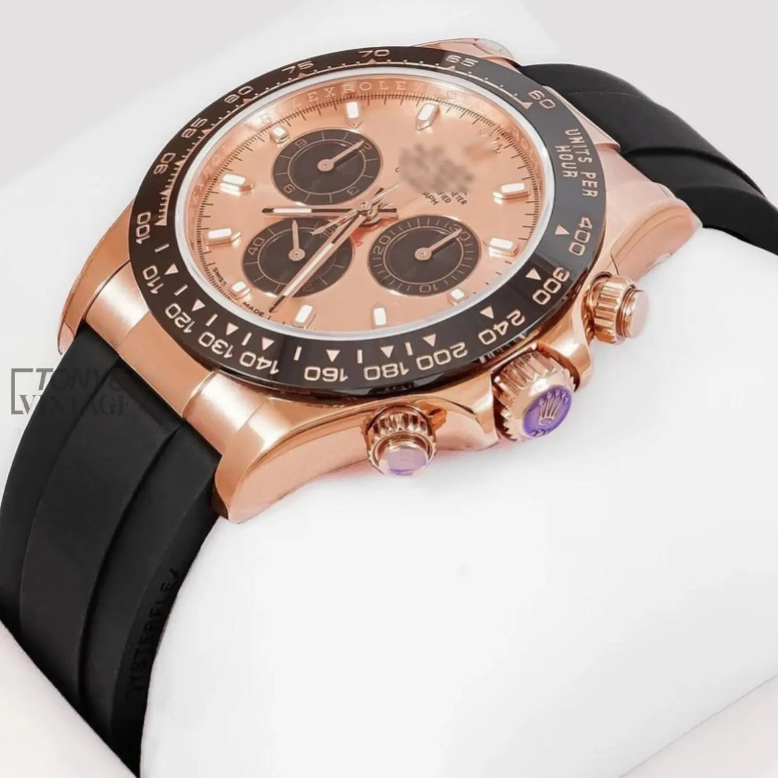 Rose Gold Case Dial & Black Rubber Strap Automatic Watch