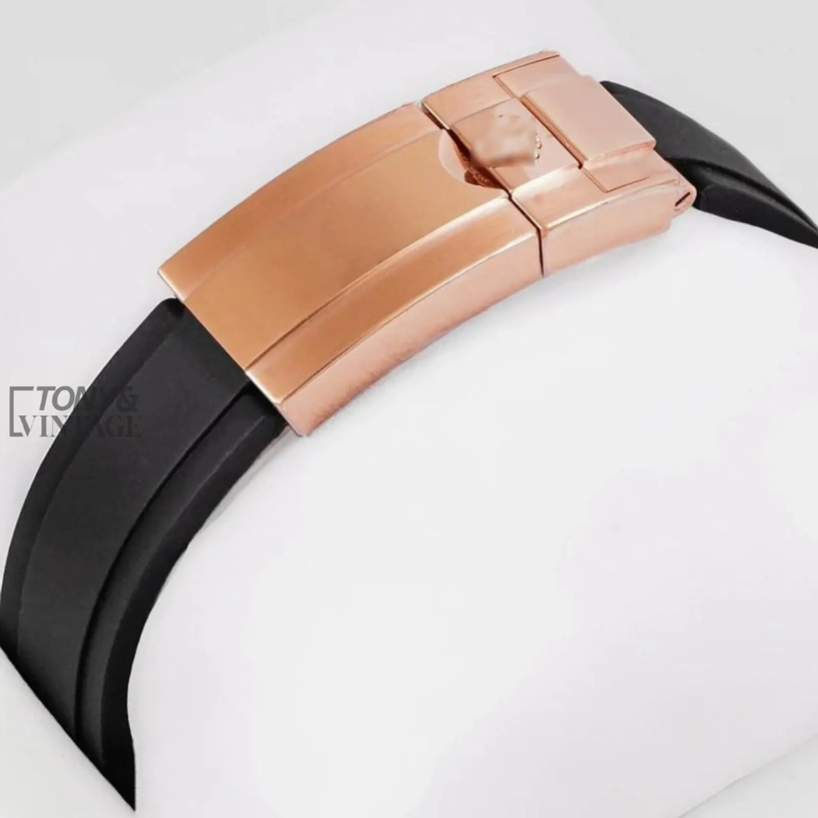 Rose Gold Case Dial & Black Rubber Strap Automatic Watch