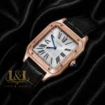 Rose Gold Case with Silver Dial and Leather Strap