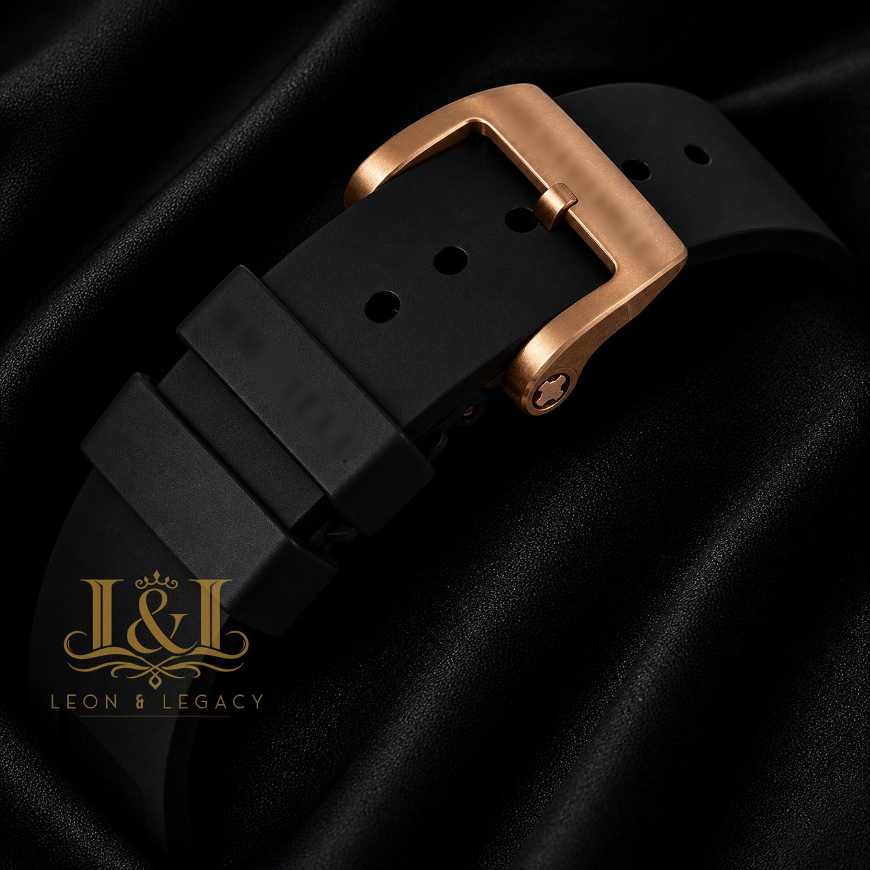 Rose Gold Chronograph Automatic Watch With Black Rubber Strap
