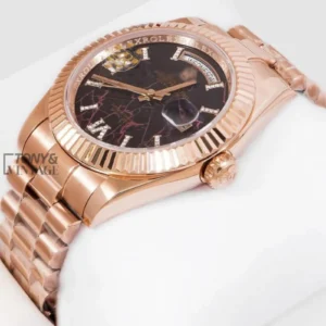 Rose Gold Computer Black Dial Automatic Watch