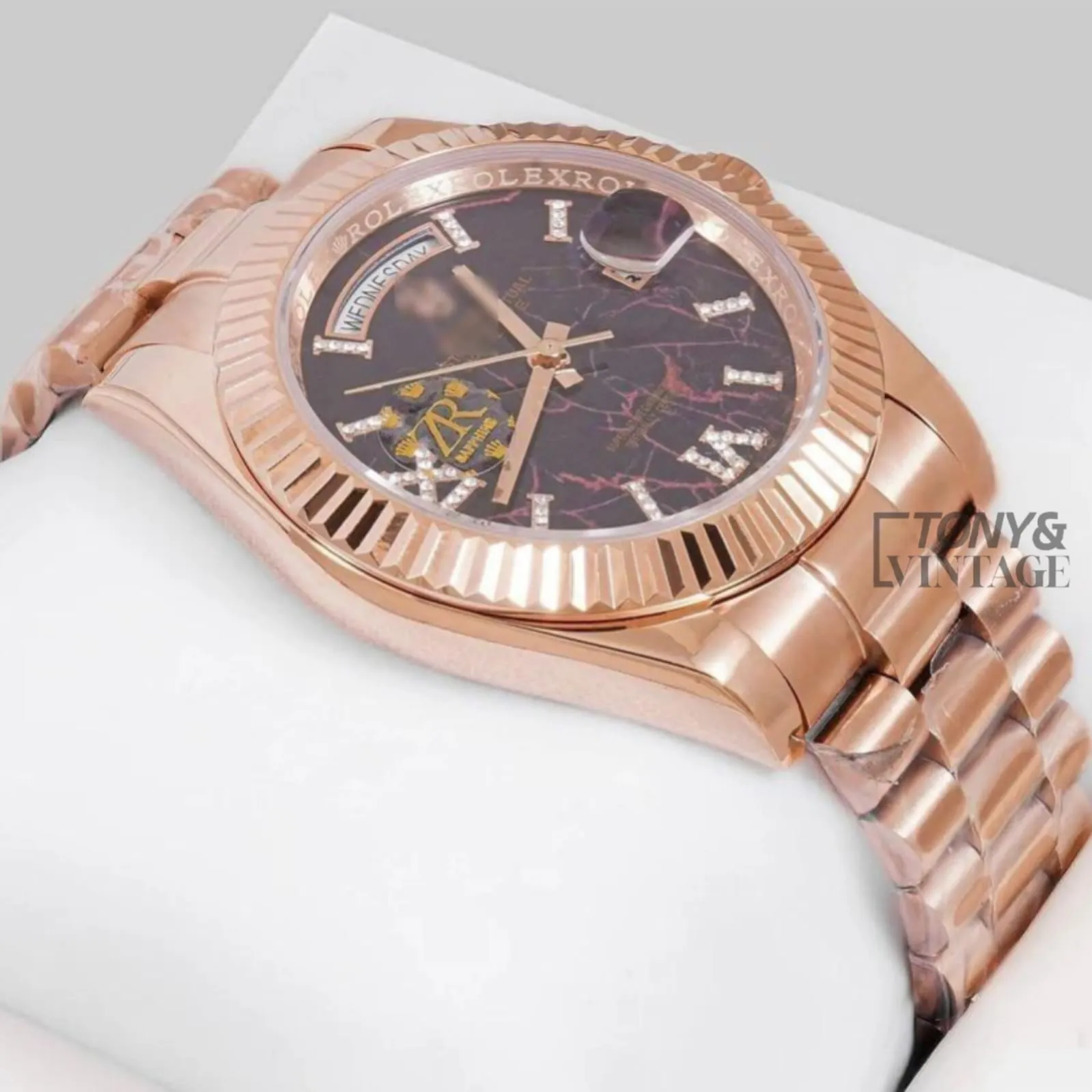 Rose Gold Computer Black Dial Automatic Watch