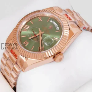 Rose Gold Dark Green Dial & Fluted Bezel