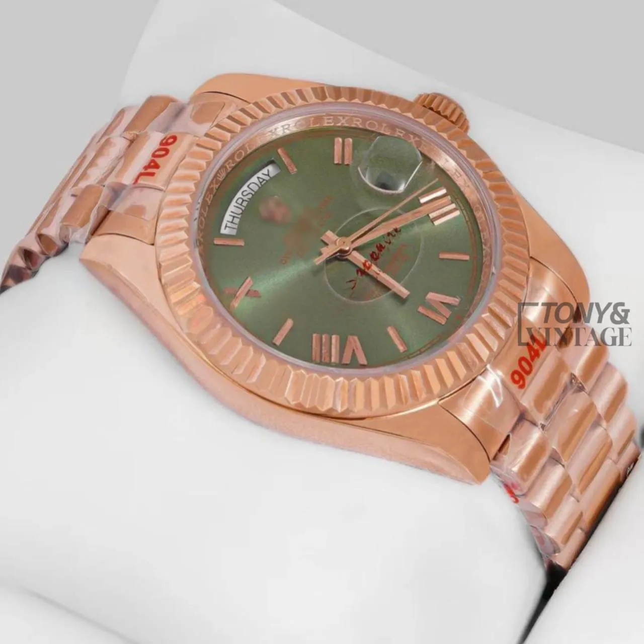 Rose Gold Dark Green Dial & Fluted Bezel