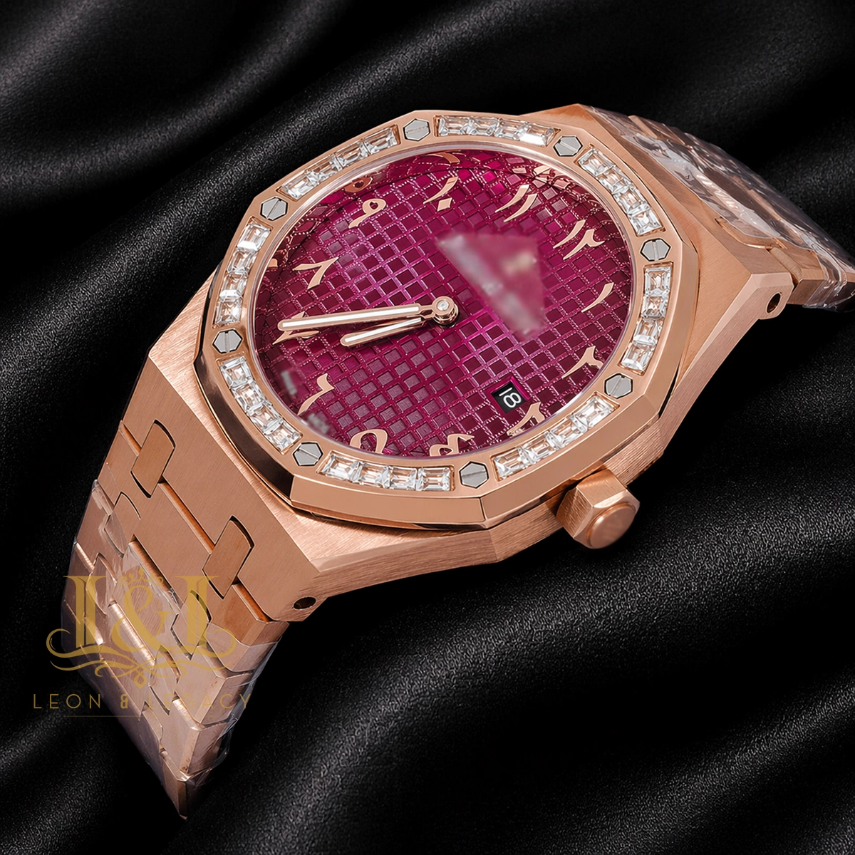 Rose Gold Purple Dial Stone Bezel 1 copy