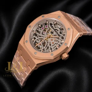 Rose Gold Skeleton Dial Automatic Watch