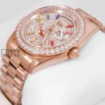 Rose Gold Stone Dial & Bezel Automatic Watch