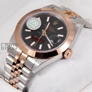 Rose Gold Two Tone Black Dial
