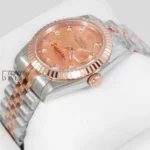Rose Gold Two Tone Peach Dial & Stone Figure