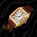 Rose Gold Watch With White Dial and Brown Leather Strap