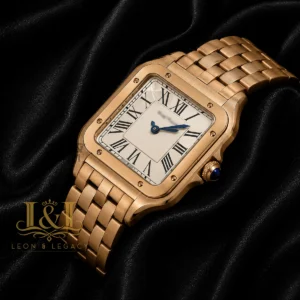 Rose Gold Watch With White Dial and Chain Strap