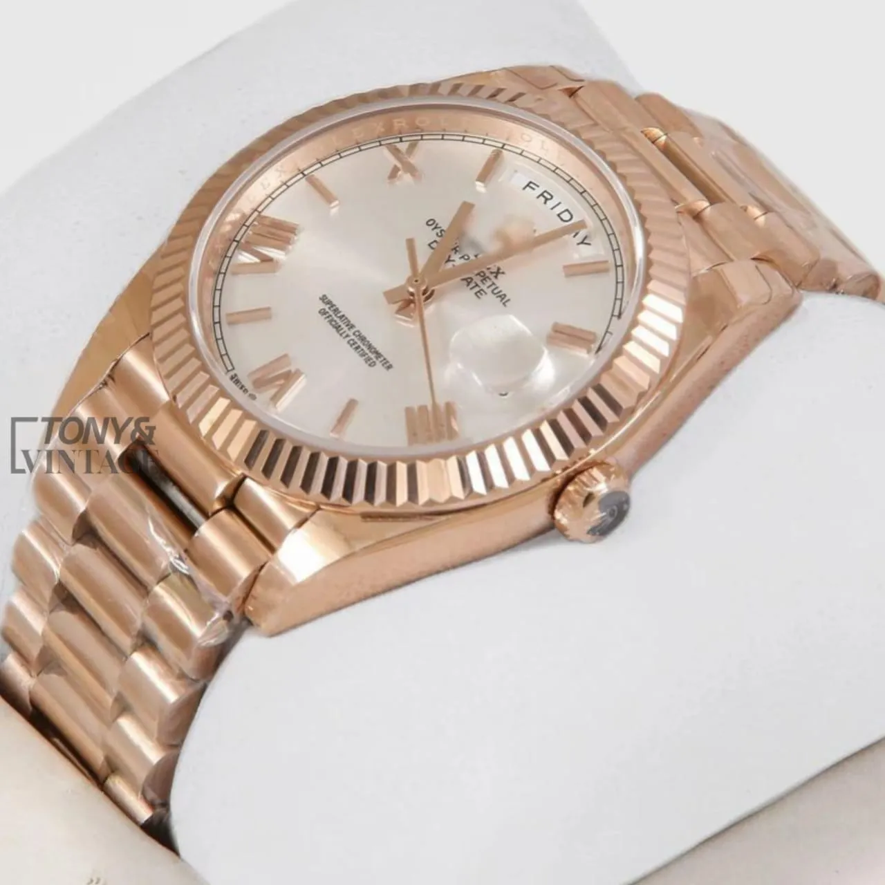 Rose Gold White Dial & Roman Numerals Automatic Watch