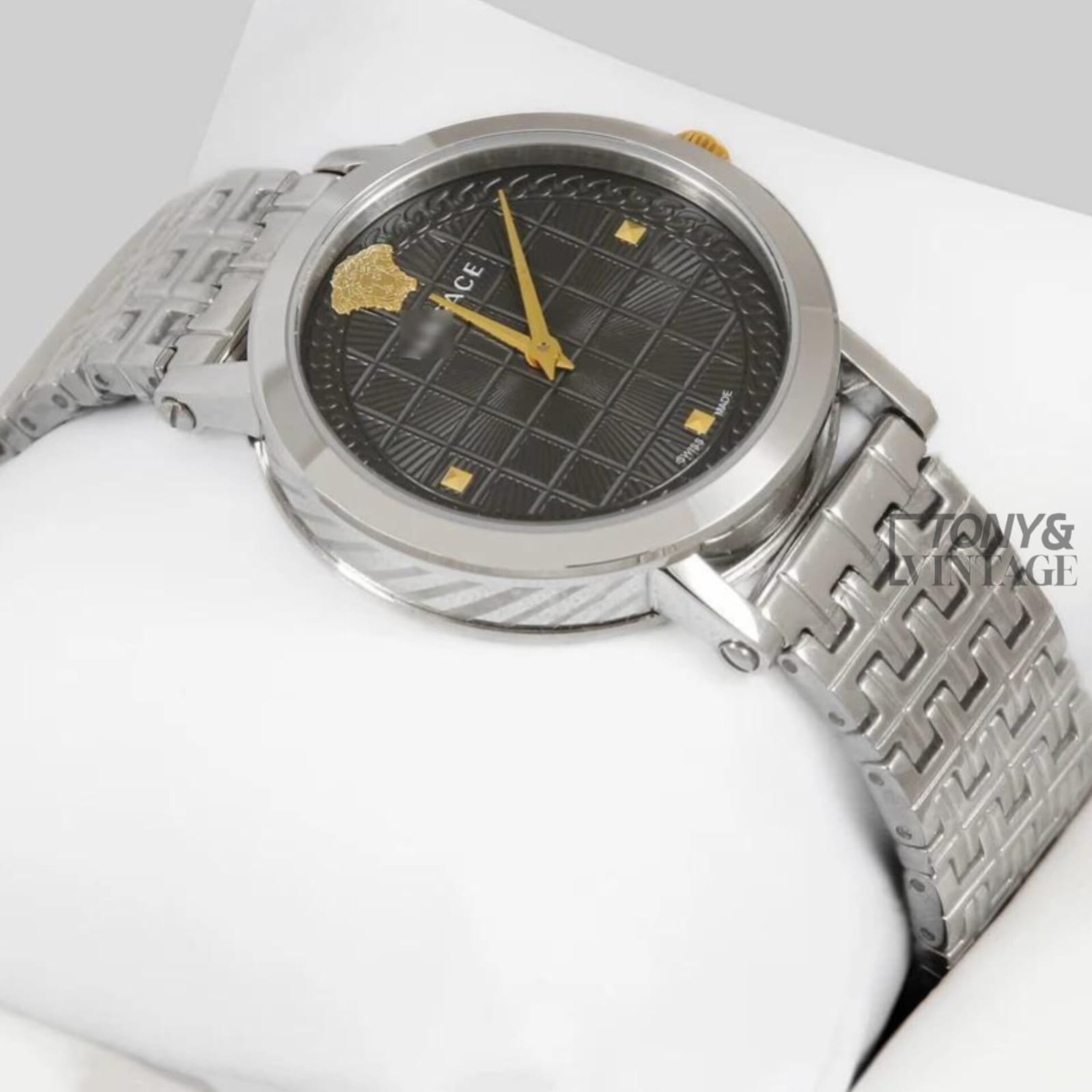 Silver With Black Dial Ladies Watch