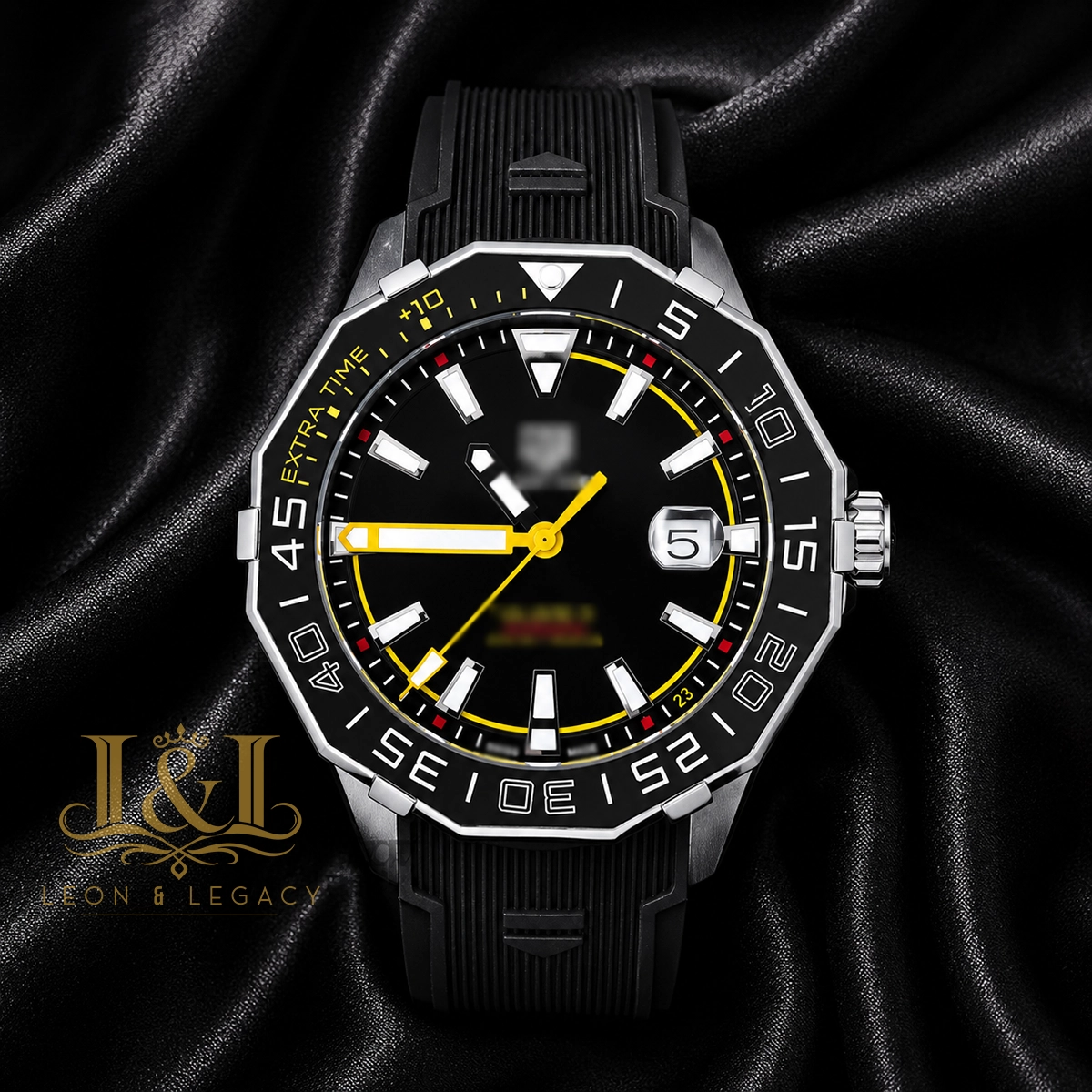 Silver Automatic Watch with Black Dial and Bezel.. copy TAG Heuer Aquaracer WAY201H.BA0927