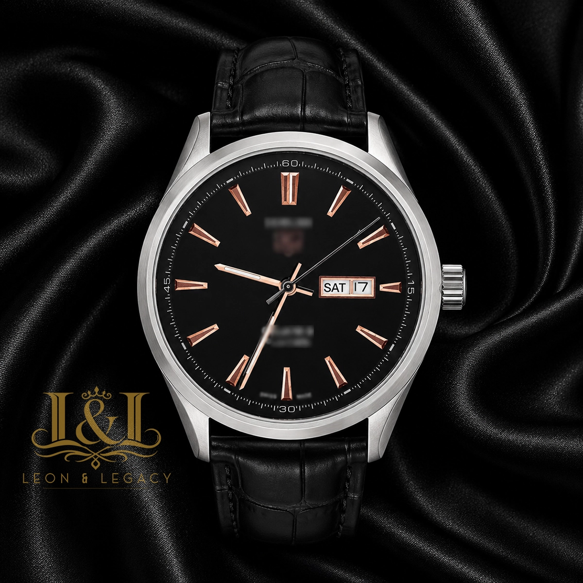 Silver Automatic Watch with Black Dial and Leather Strap copy TAG Heuer Carrera Automatic Replica Watch | WAR201C.FC6266