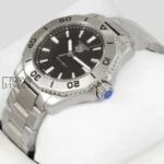 Silver Automatic Watch with Black Dial