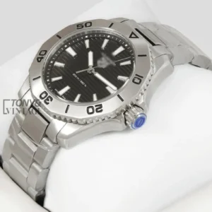 Silver Automatic Watch with Black Dial