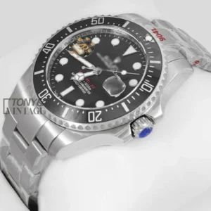 Silver Automatic Watch with Black Dial