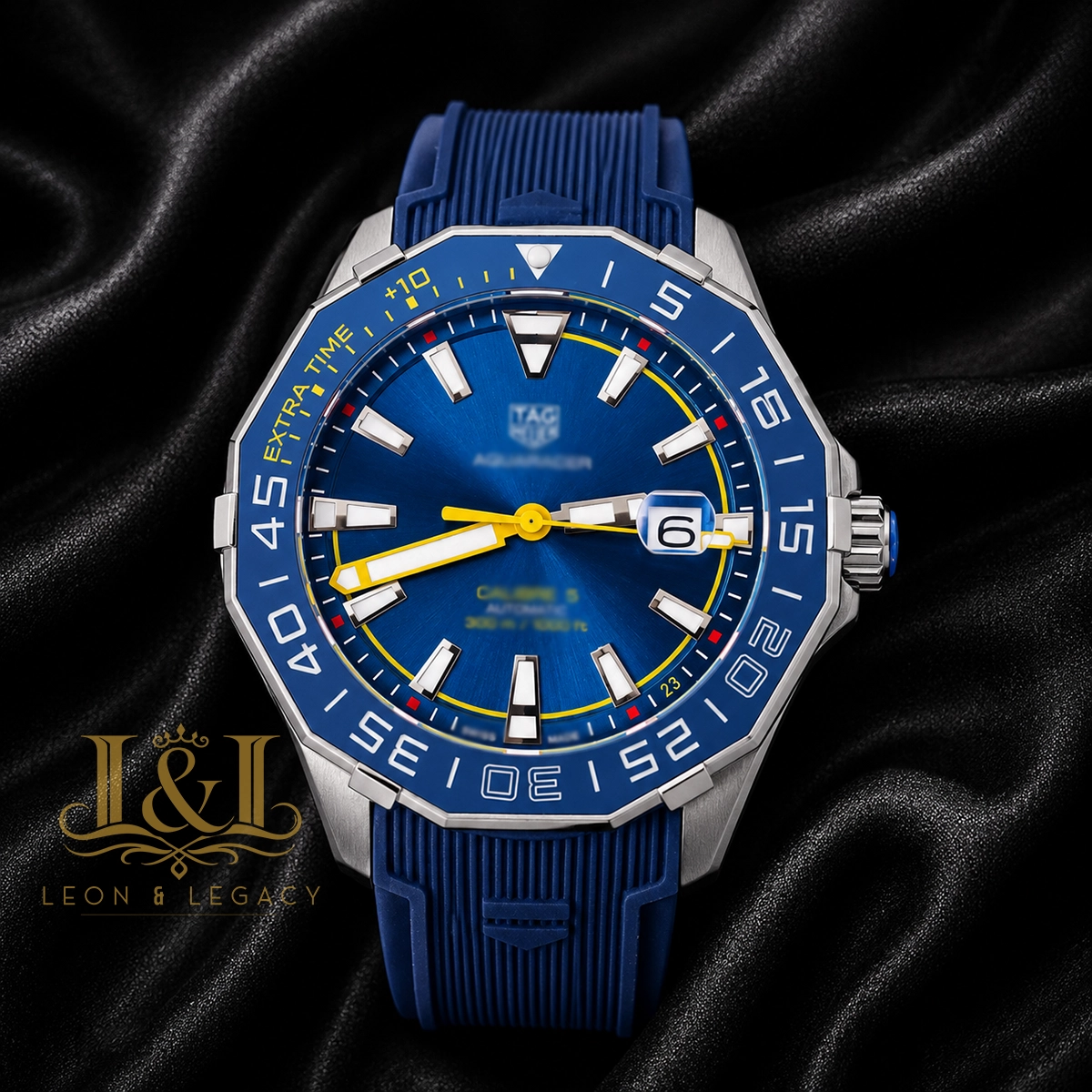 Silver Automatic Watch with Blue Dial and Bezel 1.. copy TAG Heuer Aquaracer Automatic Replica Watch WAY201H.BA0927
