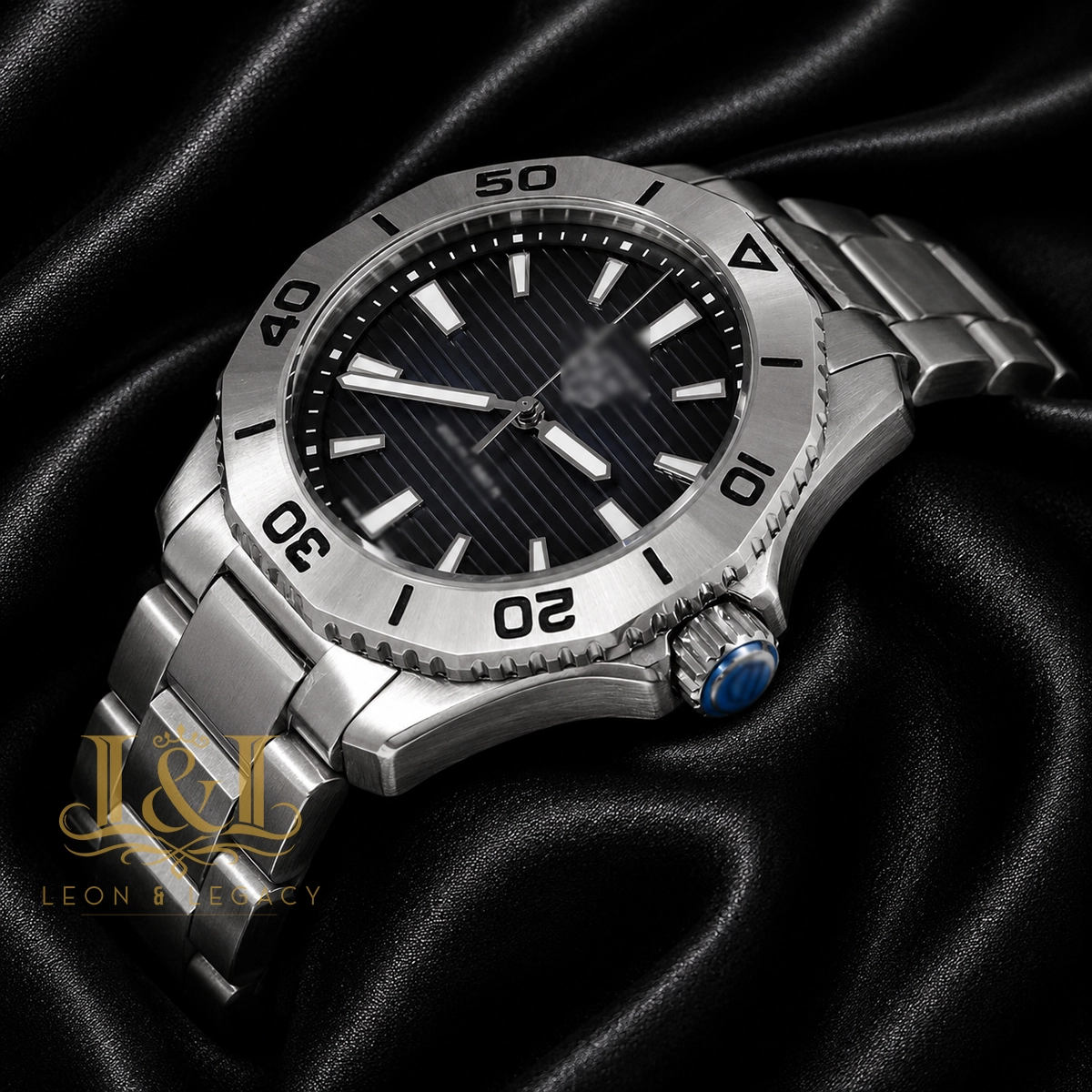Silver Automatic Watch with Blue Dial1 copy