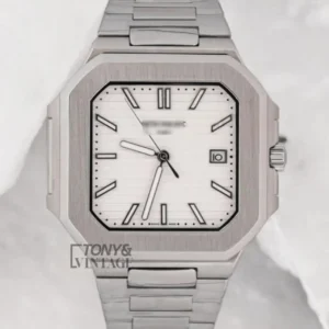 Silver Automatic Watch with White Dial