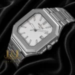 Silver Automatic Watch with White Dial