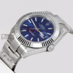 Silver Blue Dial Fluted Bezel