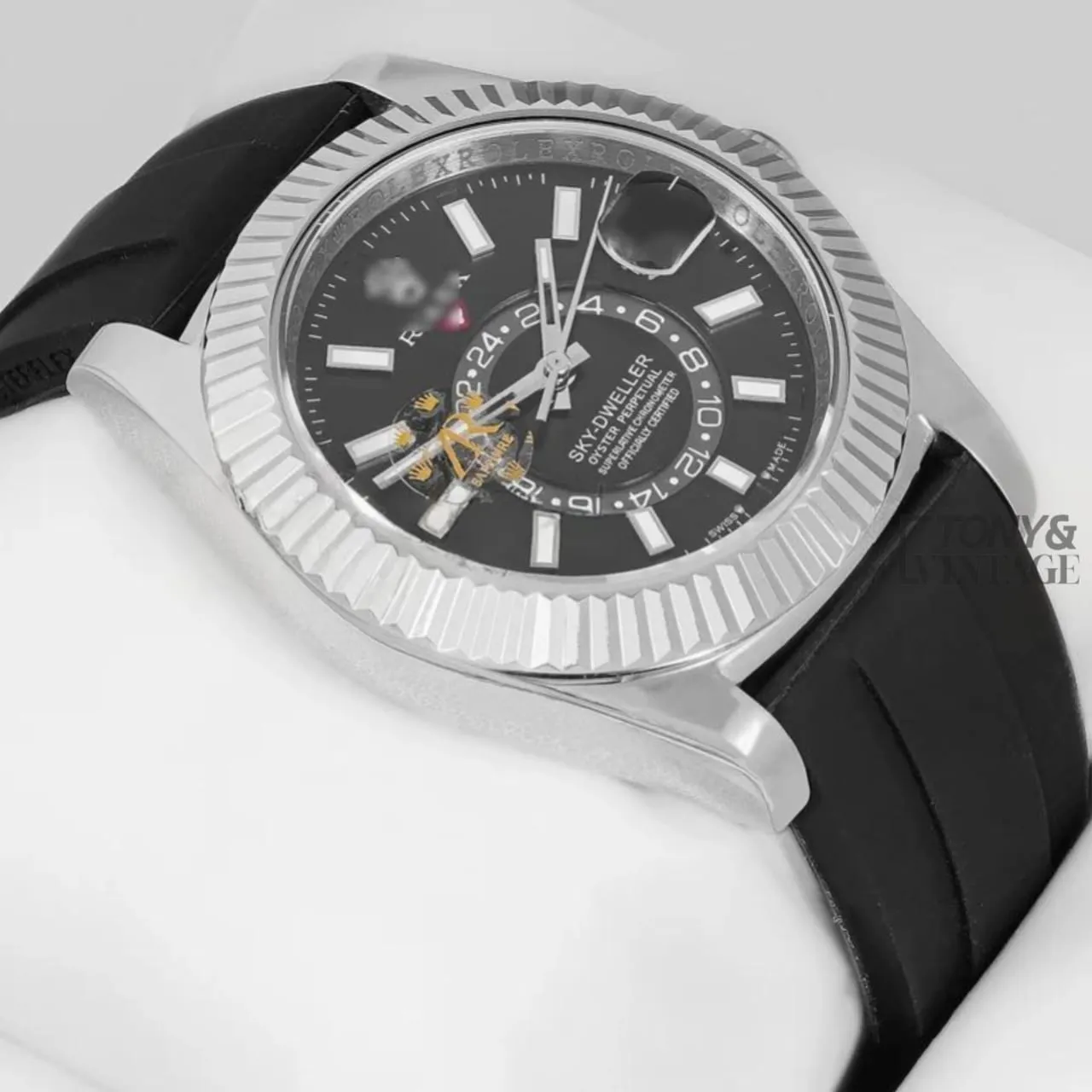 Silver Case Black Dial Automatic Watch