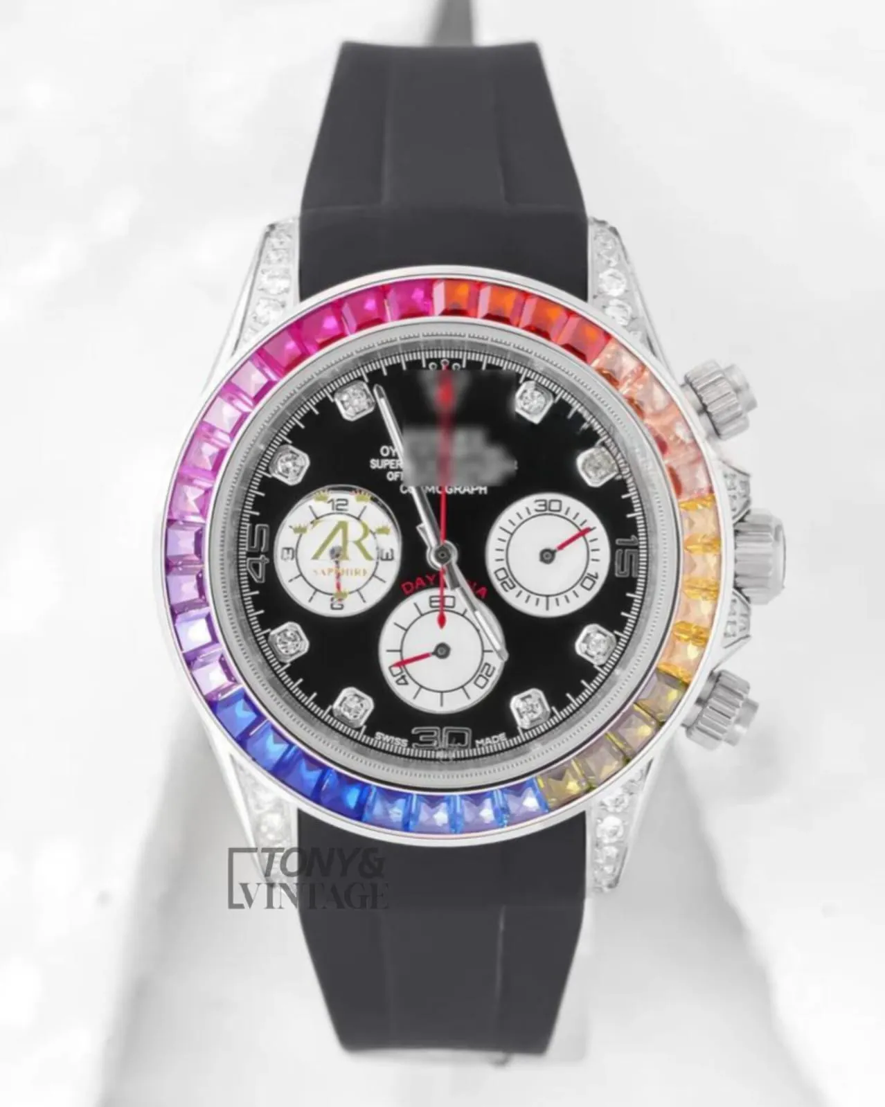Silver-Case-Watch-with-Black-Dial-and-Rainbow-Stone-Bezel.webp