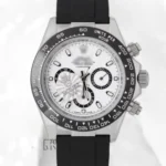 Silver Case White Dial Rubber Strap