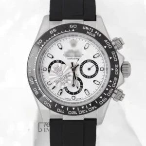 Silver Case White Dial Rubber Strap