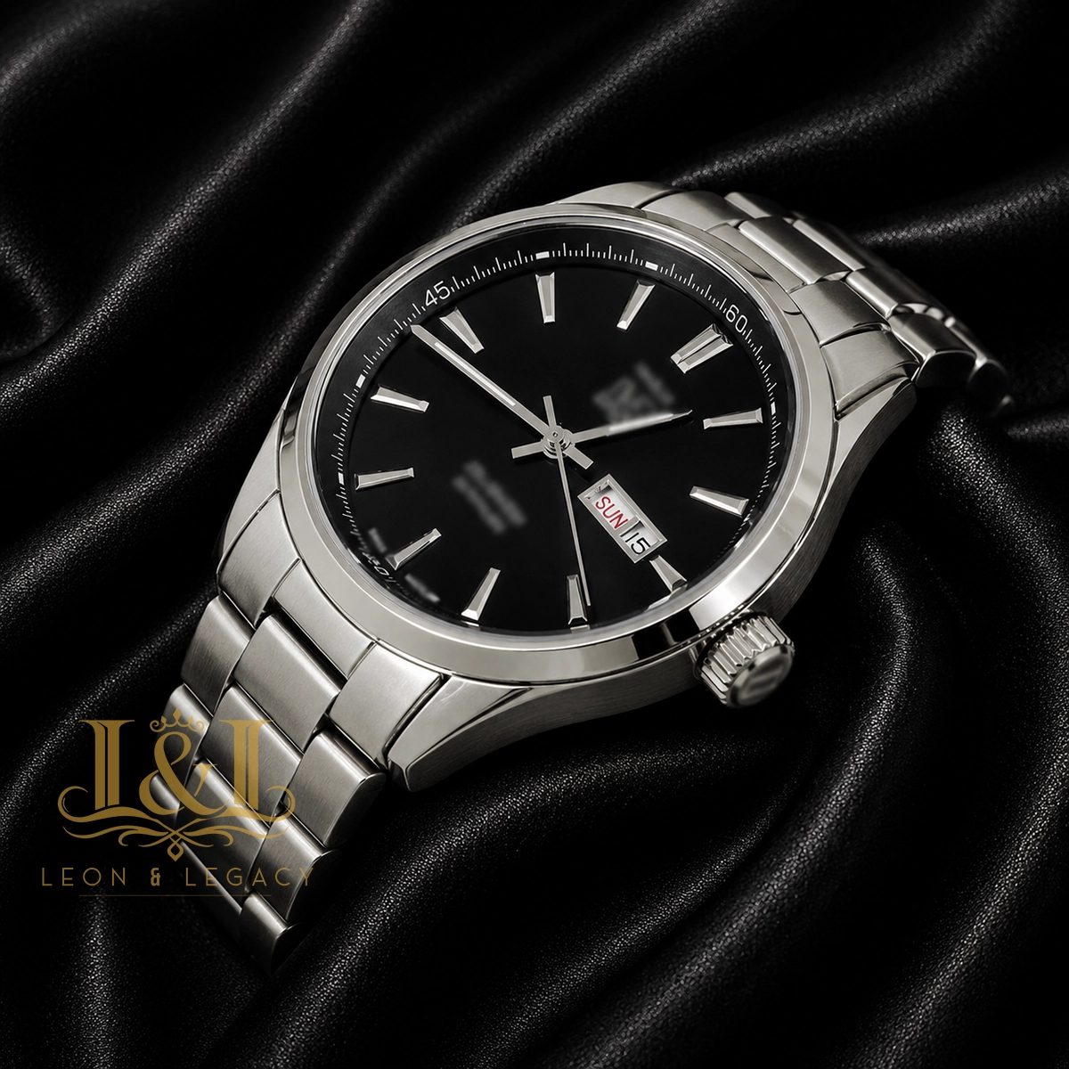 Silver Chain Automatic Watch with Black Dial1 copy