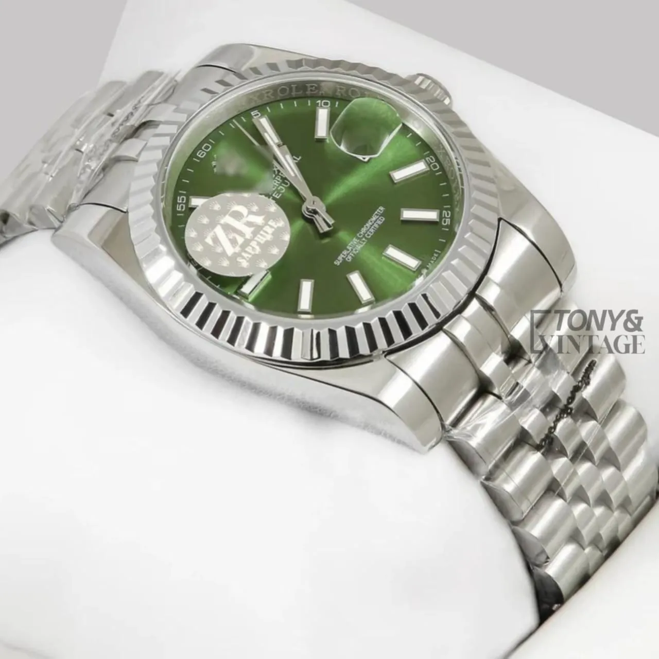 Silver Green Dial Automatic Watch