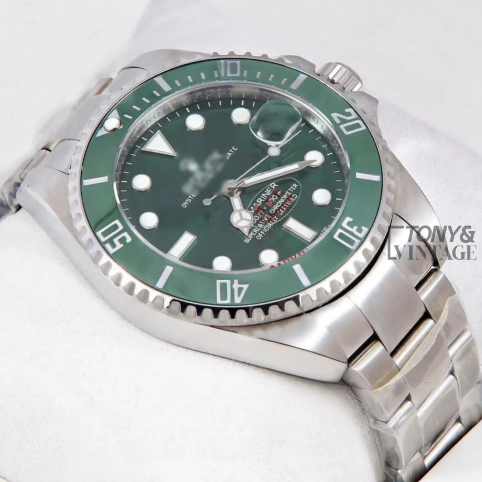 Silver Green Dial & Bezel Automatic Watch