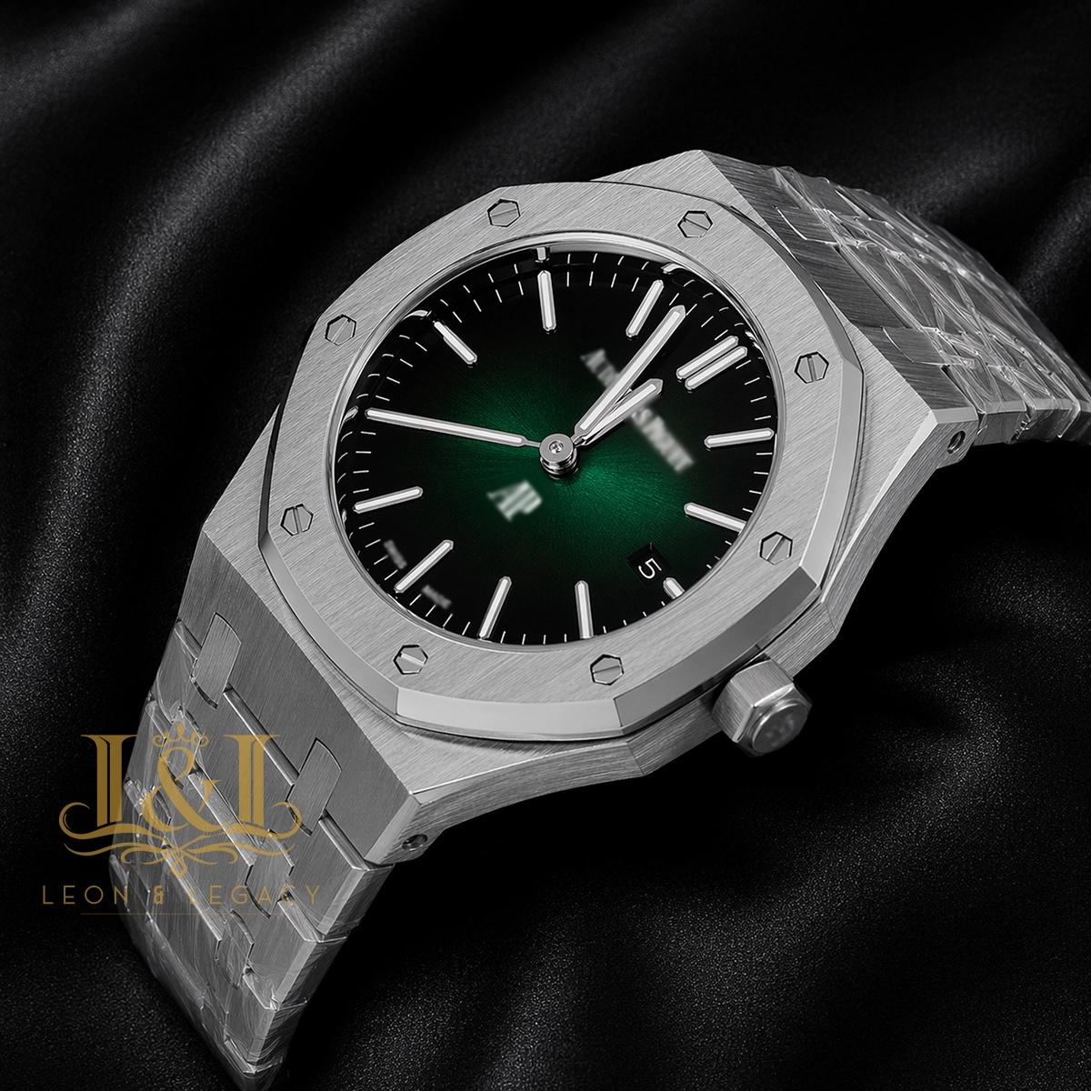 Silver Green Dial Chain Watch for Men 1 copy