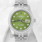 Silver Green Dial & Stone Bezel