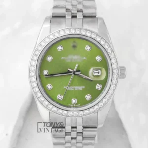 Silver Green Dial & Stone Bezel