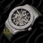 Silver Matte Automatic Watch With Skeleton Dial