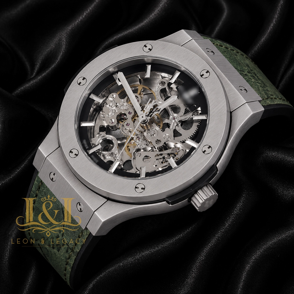 Silver Matte Automatic Watch With Skeleton Dial 1 copy