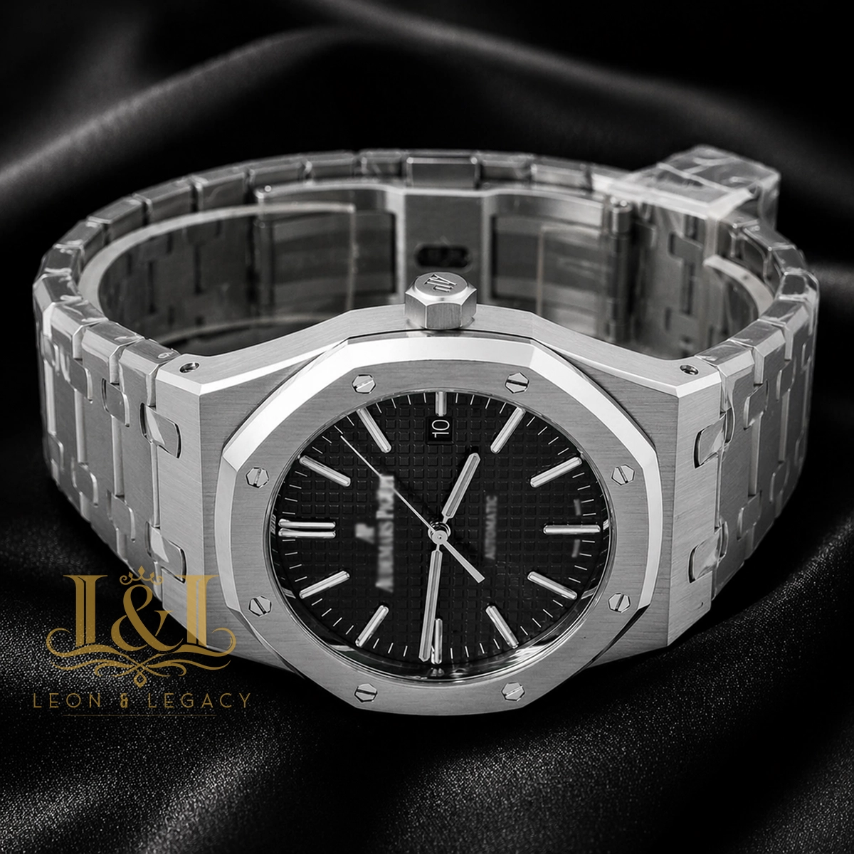Silver Premium Black Dial PPF Automatic Watch