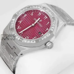 Silver Purple Dial Stone Bezel