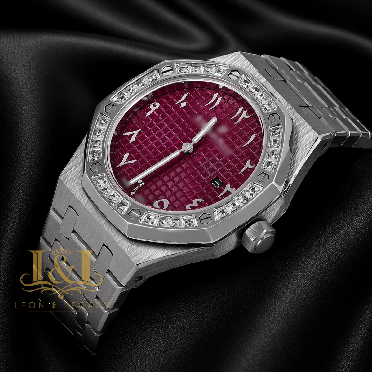 Silver Purple Dial Stone Bezel 1 copy