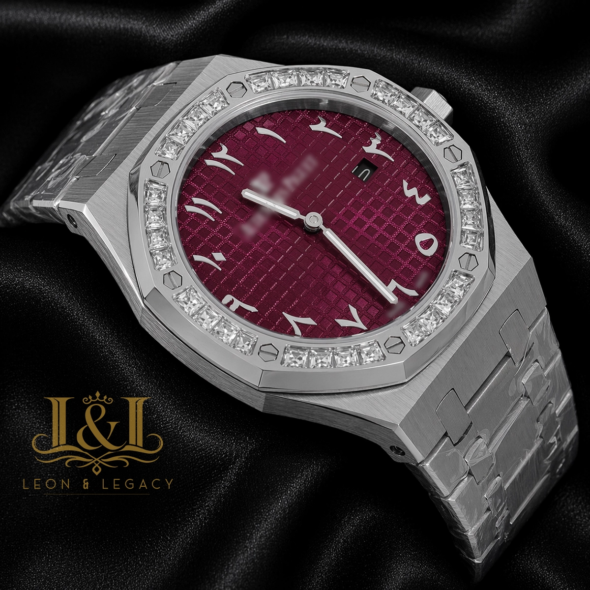 Silver Purple Dial Stone Bezel